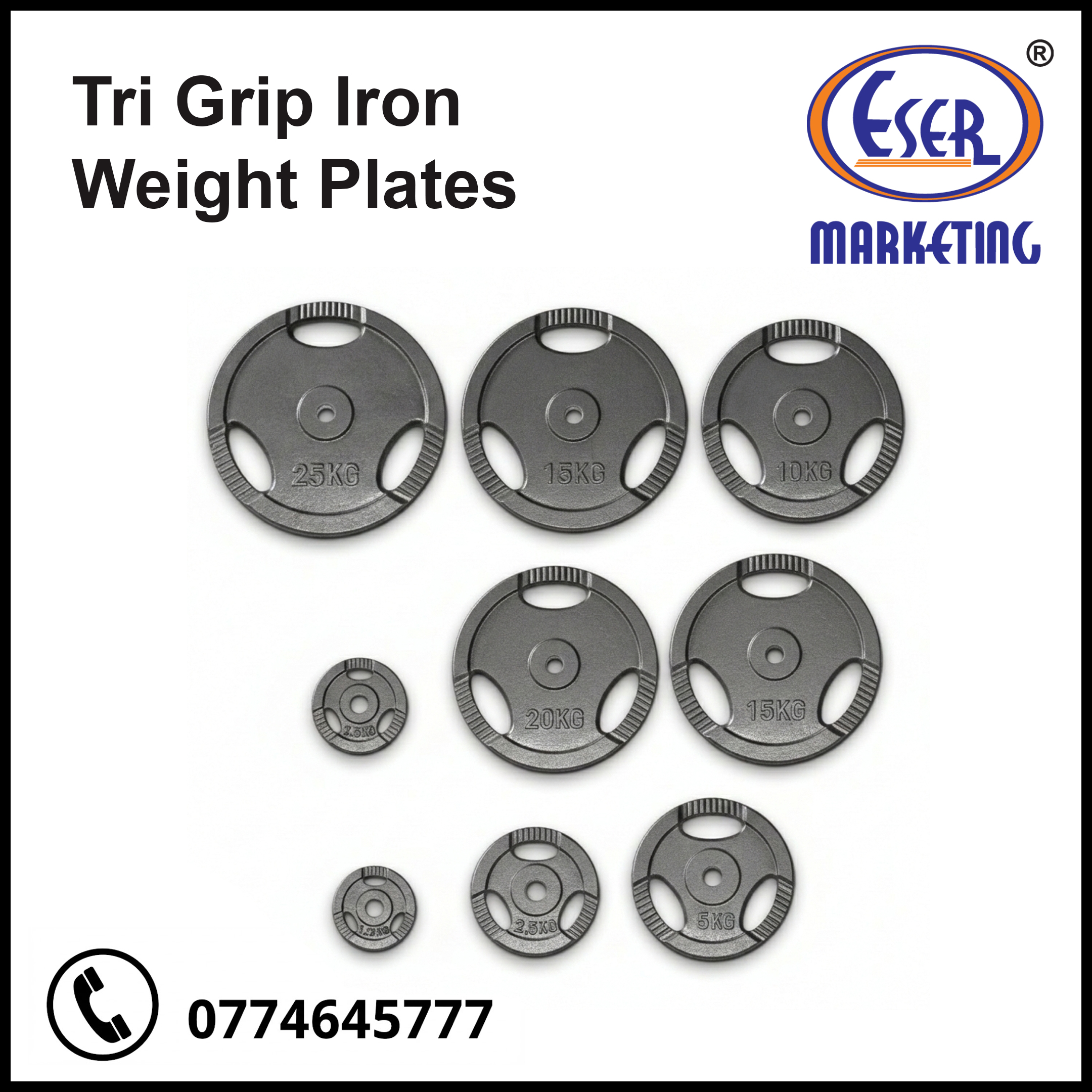 Tri Grip Iron Weight Plates