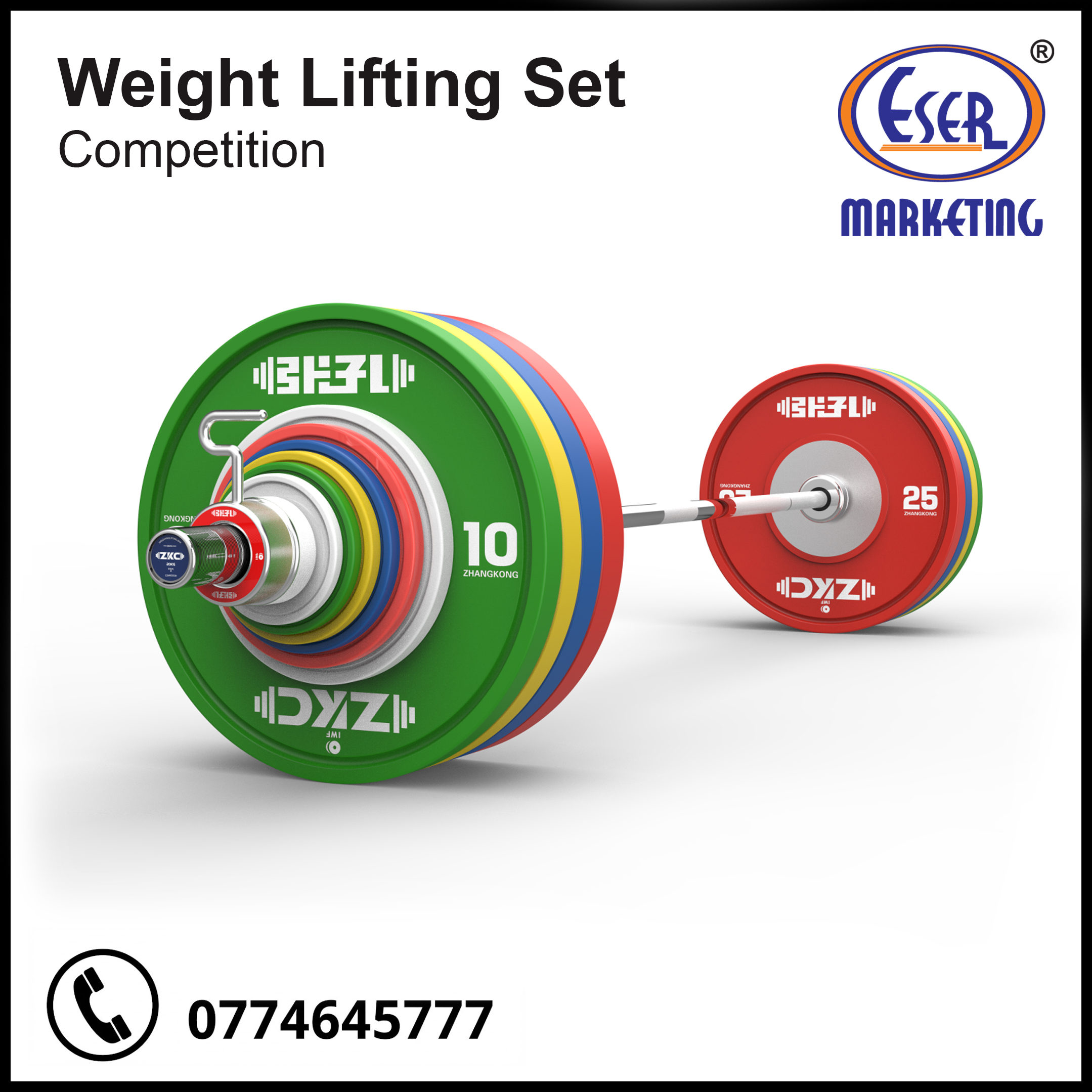 IWF-Certified Men's 190kg Olympic Weightlifting Competition Barbell Set - ZKC